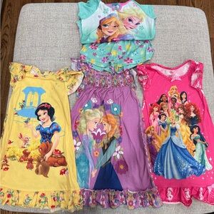 Disney Kids Pajamas Nightgowns - Yellow, Pink, Purple